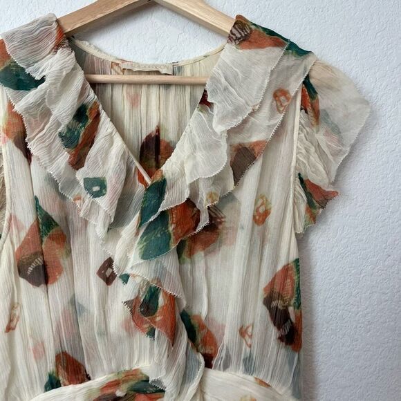 Ulla Johnson Ivory Aubora Zina Crinkle Chiffon Ruffle Mini Dress Women's Size 2 - Picture 3 of 10